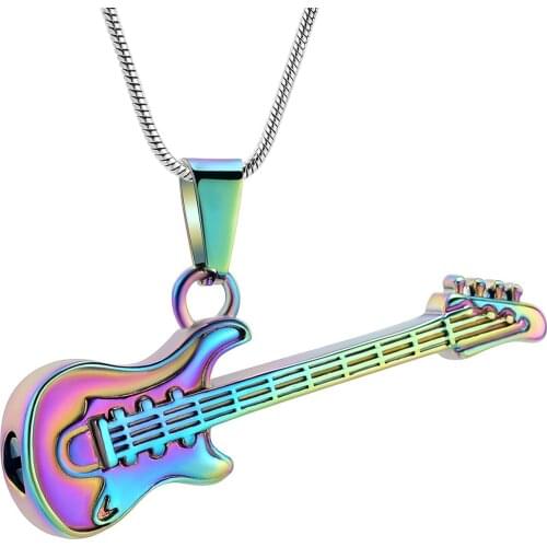 Electronic Guitar Shape Cremation Necklace for Ashes Memorial Jewelry Ashes Holder Keepsake Pendant