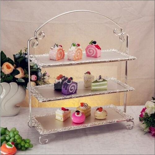European three-layer cake stand afternoon tea snack plate baking West point dessert frame wedding props multi-layer cake plate