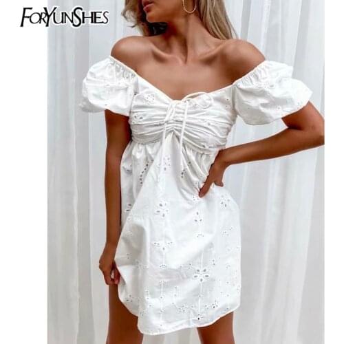 Белые летние платья FORYUNSHES China At AliExpress