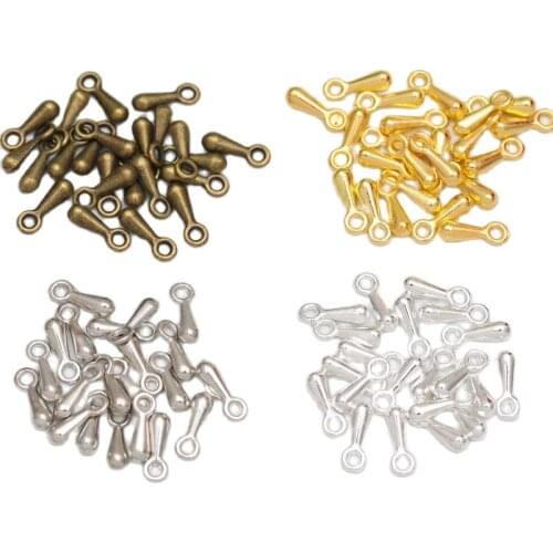 100pcs Metal Mini Water Drop Pendants Extended Chains Connectors 2x7mm 3x9mm DIY Earrings Making Accessories Jewelry Findings