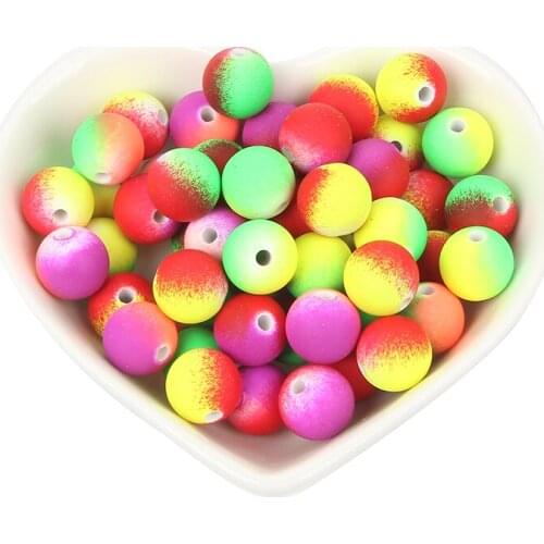 Colorful Round Rubber Acrylic Beads Charm Round Loose Spacer Beads For Jewelry Making DIY Needlework Bracelet Accessories Beades