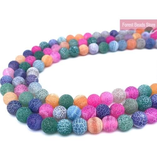 Natural Frost Crab Mixed Color Agate Round Loose Beads 15" Strand 6 8 10MM Diy Bracelet Charm Beads For Jewelry Making Wholesale