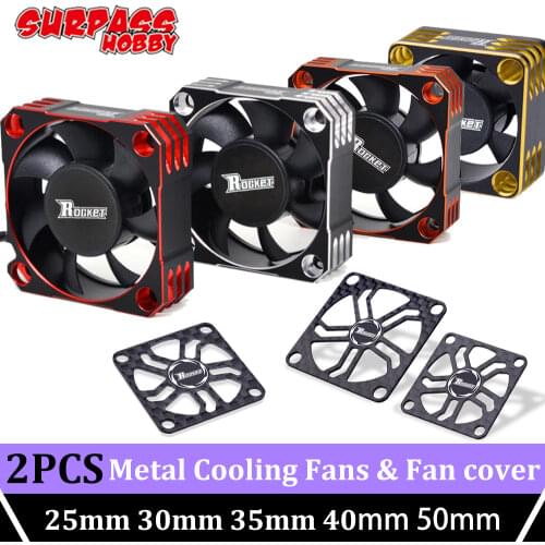 SURPASS HOBBY 2PCS Cooling Fan 25 30 35 40 50mm Rocket Heat Dissipation Fans Metal Motor Fan Cover for Brushless Motor RC CAR