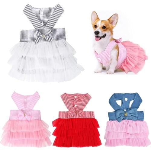 Summer Girl Dog Wedding Dress Tutu Spring Yorkshire Terrier Chihuahua Puppy Clothes Dresses Cute Cat Dress for Pet Dogs Clothes