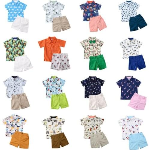 Fashion Infant Toddler Kids Baby Boy Gentleman Party Short Sleeve T shirt Top+Solid Shorts 2PCS Outfit Suit Set