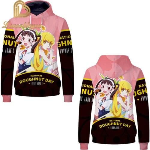Monogatari Periphery DOUGHNUT DAY Hoodie Men and Women Long Sleeve Hoodies Streetwear