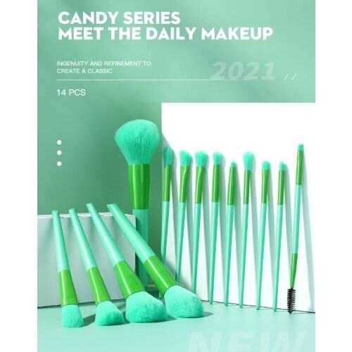 2021 new 14 Pcs makeup brush set powder concealer eyebrow eye shadow lip beauty makeup tool design colorful beginner