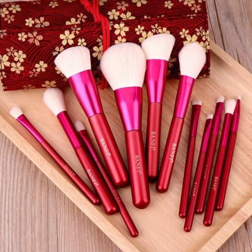 BANFI 12pcs Makeup Brushes Set Portable Multifunctional Soft Blending Cosmetics Beauty Concealer Make up Beauty Brushes Tools