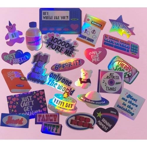 3kinds ins laser cute stickers DIY scrapbooking journal album mobile phone computer happy planner decoration stickers