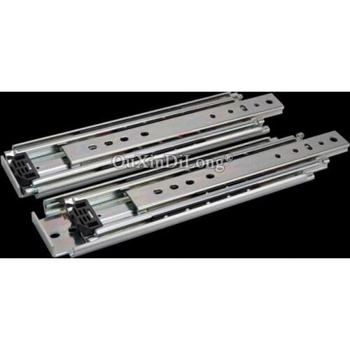 1Pair Heavy Duty 3 Fold Telescopic Steel Ball Bearing Drawer Slides Industrial Machinery Rails Slides Side Mounting Load 220KG