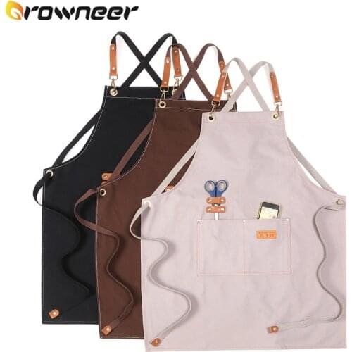 New Fashion Canvas Kitchen Aprons For Woman Men Chef Work Apron For Grill Restaurant Bar Shop Cafes Beauty Nails Studios Uniform