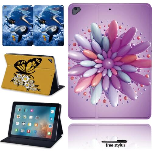 New 3D and Butterfly Printing PU Leather Flip Stand Tablet Case for Apple IPad 2/3/4/iPad(5th/6th Gen) Scratch Resistant Cover