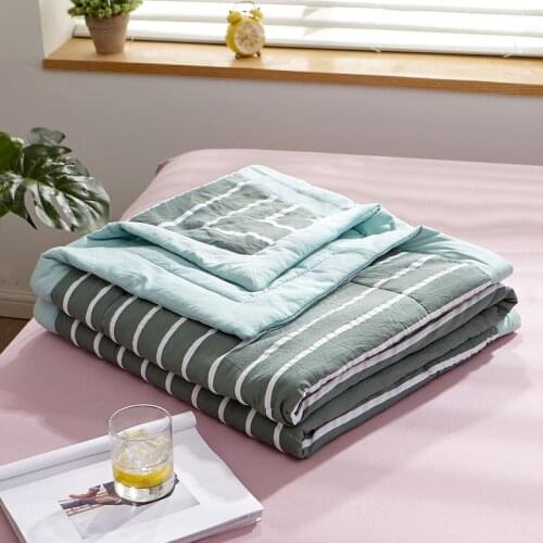 Single Double Breathable Sofa Office Bed Travel Quilt Blanket Air Conditioning Pinstripe Summer Cool Quilt
