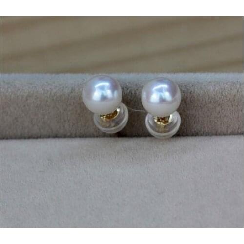 HUGE 11-12mm natural south sea genuine white round pearl earring
