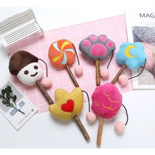 Plush Catnip Toy For Cats Cute Pet Kitten Chewing Toy Rattle-Drum Shaped Stick Cat Toy Rattle-Drum Shaped Cat Teeth Cleaning Toy