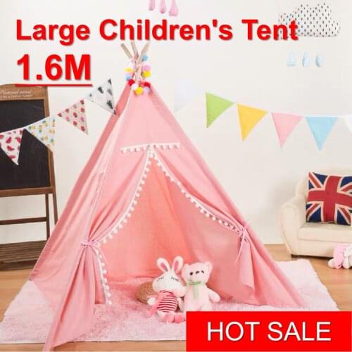 1.6M Portable Childrens Tents Tipi Infantil Kids Wigwam Decoration Game House Picnic Tent Playhouse Carpet Mats Toy Castle Gift