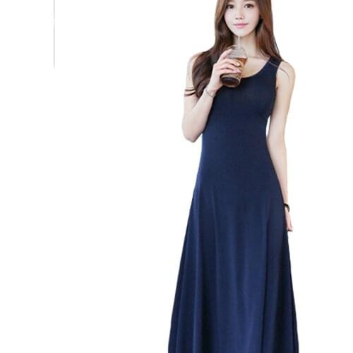 Casual Modal Long Dress European Summer Women Home Gown Female O-neck Bohemia Grand Party Beach Maxi Dress
