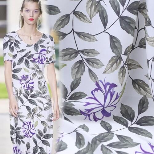 14mm silk double crepe fabric custom willow digital printing silk silk cloth fresh plant clothes skirt fabric
