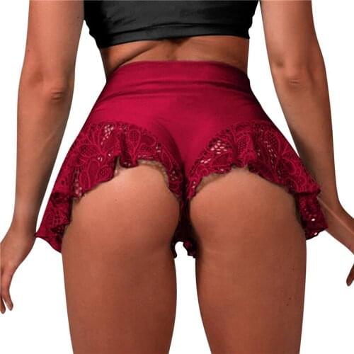 New Womens Sexy High Waist Shorts Dance Shorts Lace Solid Color Ruffle Shorts Mini Tight Bottom Summer Mature Clothes