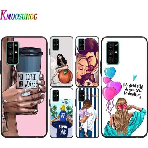 Silicone Cover Lady Dad Mom Baby Girl For Honor V30 View 20 V20 30i 30S 30 20S 20E 20i 20 Lite Pro Plus Phone Case