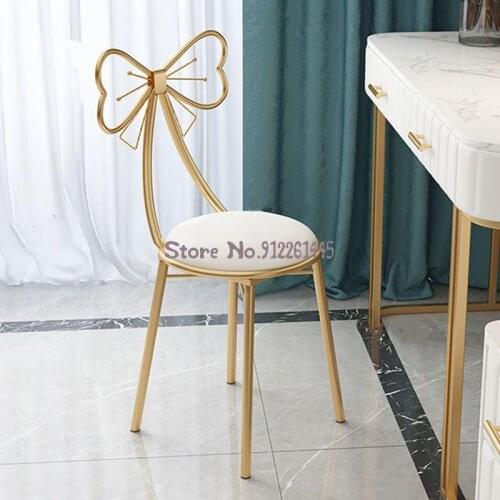 Modern minimalist backrest vanity stool home bedroom makeup chair ins light luxury nail chair net red backrest princess stool