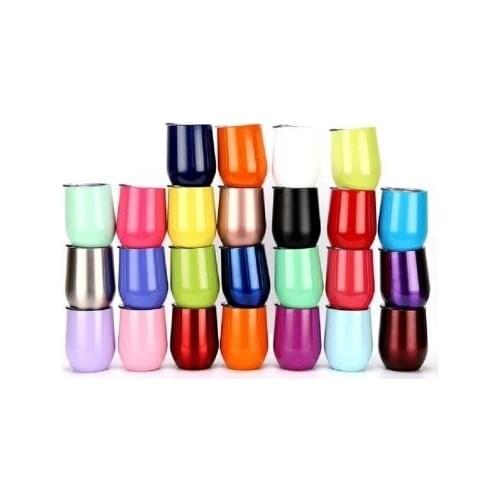 30pcs 12oz Egg Cups Wine Glass 12oz Wine Tumbler Double Wall Stainless Steel Beer Vacuum lnsulated Mug Drinking Coffee Cups