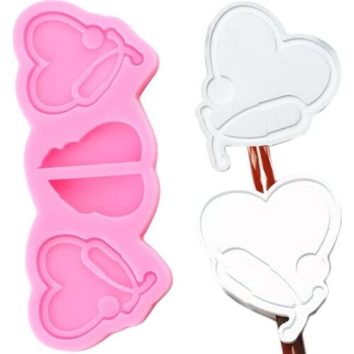 Stethoscope Straw Topper Silicone Molds DIY Keychain Epoxy Resin Mold Fondant Cake Decorating Tools Candy Clay Chocolate Moulds