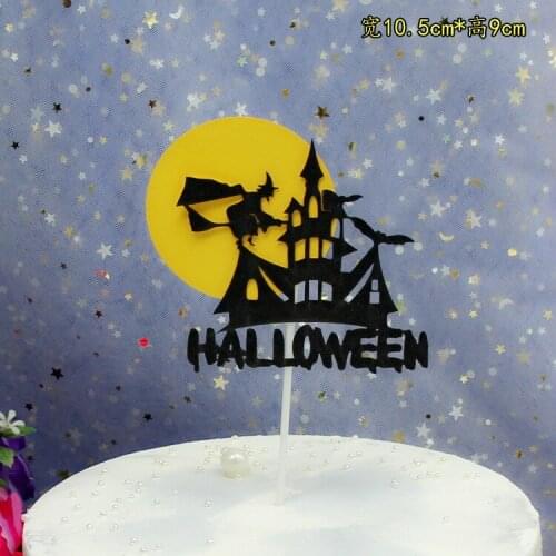 Happy Halloween Cake Topper Pumpkin Ghost Bat Witch Ghost Castle Black Cat Horror Cupcake Toppers Halloween Party Baking Decor