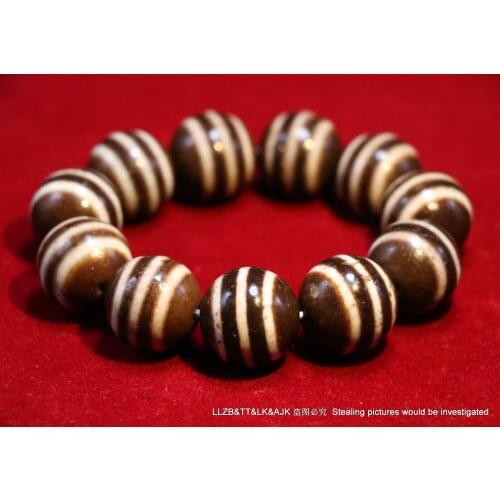 Magic Power Tibetan Old Agate 3 Line Healer Medicine Big Round dZi Bead Bracelet LKbrother Talisman UPD210619A4