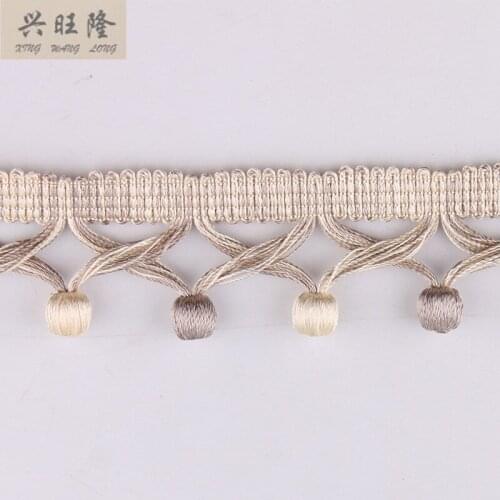 XWL 12M/Lot 5cm Wide Cross Wooden Beads Curtain Accessories Decorative Lace Trim Tassel Fringes Ribbon DIY Drapery Cloth Sewing