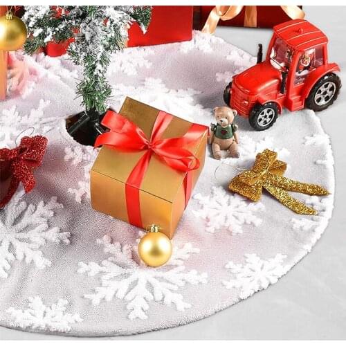 122cm Christmas Tree Skirt Snowflake Carpet Xmas Tree Decor Christmas Decorations For Home New Year Party Favors Navidad 2021