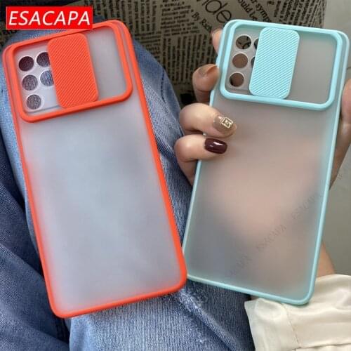 Slide Protection Camera Lens Phone Case For Samsung F62 Candy Color Translucent Shockproof Soft TPU Matte Cover For Samsung M62