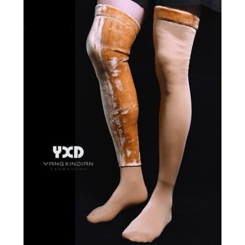 1 Pair/Mens Winter Knee Pads Plus Velvet Thicken Thigh Socks Man Warm High Stockings Male Riding Knee Leggings Socks Solid Color