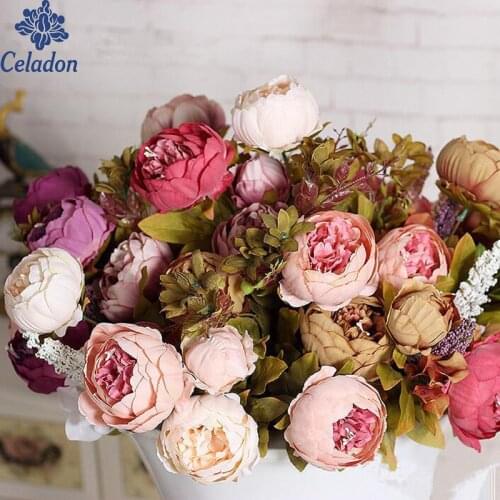 13head/lot Fashion European Style Fake Artificial Vivid Peony Silk Decorative Party Flowers For Home Party Decoration