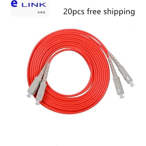 20pcs SC UPC TO SC UPC fiber optic patch cords duplex multimode 3.0mm 62.5/125um cable optical fibre jumper free shipping ELINK