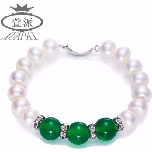 Pearl Bracelet White strong green agate fresh water pearl jewelry simple gift for girlfriend to Mom