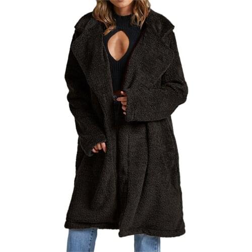 2021 Winter Long Plush Coat Woman Faux Fur Coat Women Warm Solid Fur Teddy Jacket Female Plush Teddy Coat Outwear #T2G