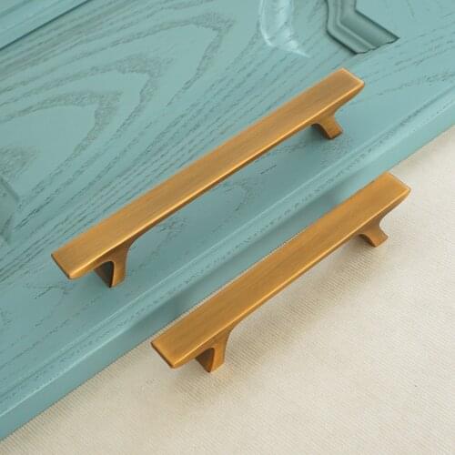 3.75" 5" Brass Zinc Alloy Door Handles Simple Modern Kitchen Cabinet Handle Cupboard Handle Dresser Drawer Pulls Handle 96 128mm