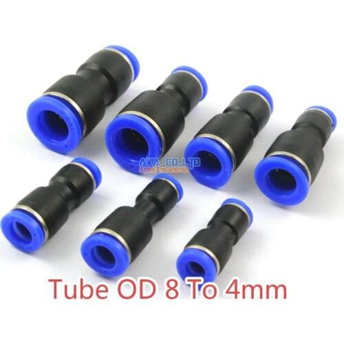 40 Pieces Pneumatic Straight Reduced Union Tube OD 8 To 4mm Air Push In To Connect Fitting One Touch Quick Release Fitting