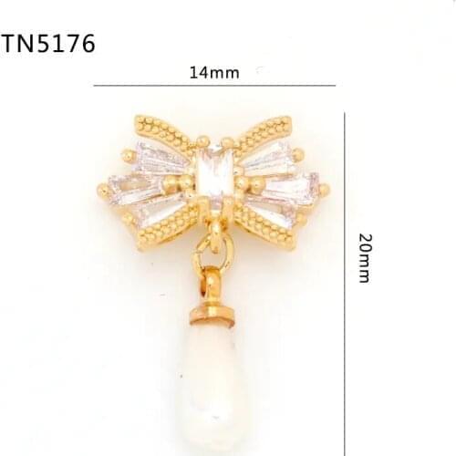 5pcs TN5176 Alloy Zircon pearl Nail Art decor jewelry Rhinestones decoration 3D nails accessories supplies decorations charms
