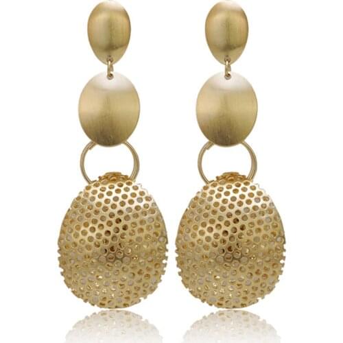 Free Shipping dubai jewelry sets Gold-color Big Long Drop Dangle Earrings For Women Copper Fashion Brazilian For Party Wedding