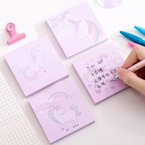 Hot Sale Cartoon Unicorn Memo Pad Card Case Pasteable Paper Card Book Holder Women Kids Students Cute Creative Note Card Holder