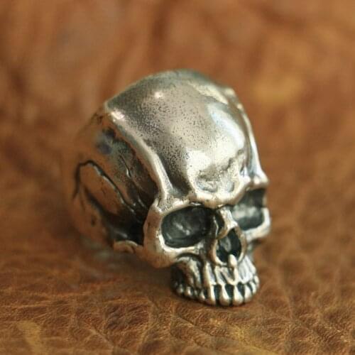 LINSION 925 Sterling Silver Details Skull Ring Mens Biker Punk Ring TA102 US Size 7~15