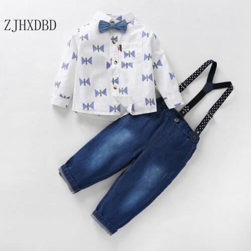 2020 Shirt Pants Suspenders 3 Pieces Blazers Boy Suit Spring and Autumn New Baby Long-sleeved Gentleman Strap Three-piece Suit