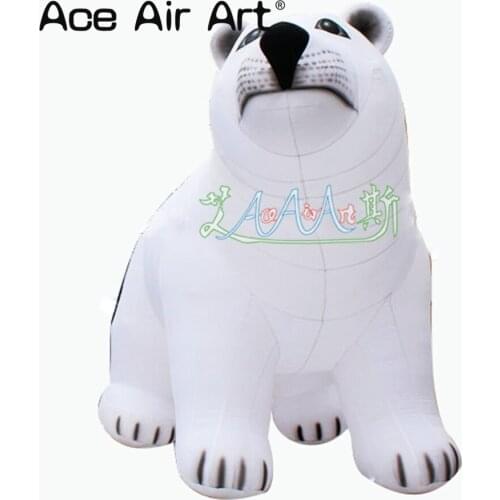 Lovely attractive designed big white inflatable cartoon polar bear animal model for advertising/outdoor event/zoo decoration
