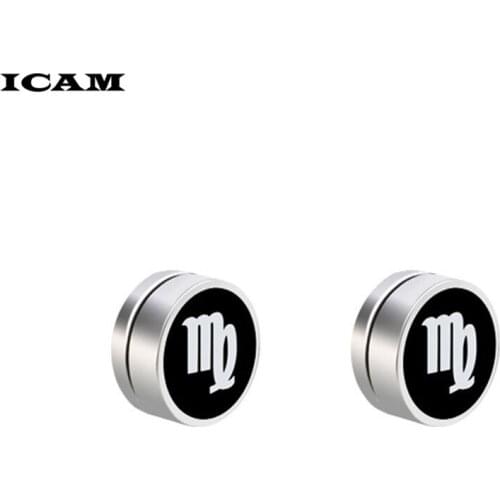 ICAM 1 Pair Magnetic Round Stud Earrings For Men Boy 316l Stainless Steel Magnet Ear Jewelry Don't Need Ear Canal