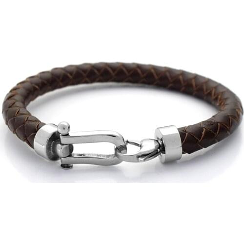 Men Wristband 8MM Genuine Braided Leather Bracelet Never Fade 316 Stainless steel Lobster Clasp Fashion Jewelry Gift
