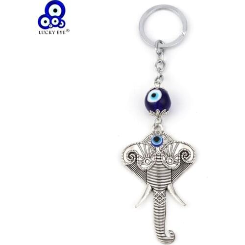 Lucky Eye Elephant Keychain Evil Eye Animal Charms Car Keychain For Women Men Fashion Jewelry EY1146
