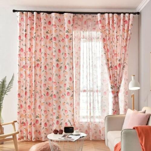 Nordic Fruit Printed Curtains for Living Room Window Treatments for Children Bedroom Pink Blinds Drapes Panel Curtains Custom