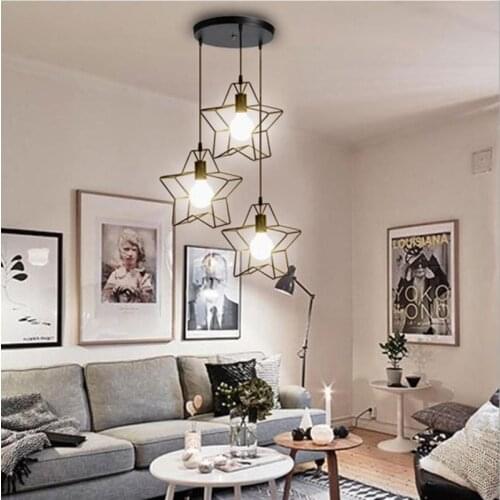 Nordic retro star Pendant Light For Living Room Lighting Simple creative Restaurant hanging lamp Fixture
